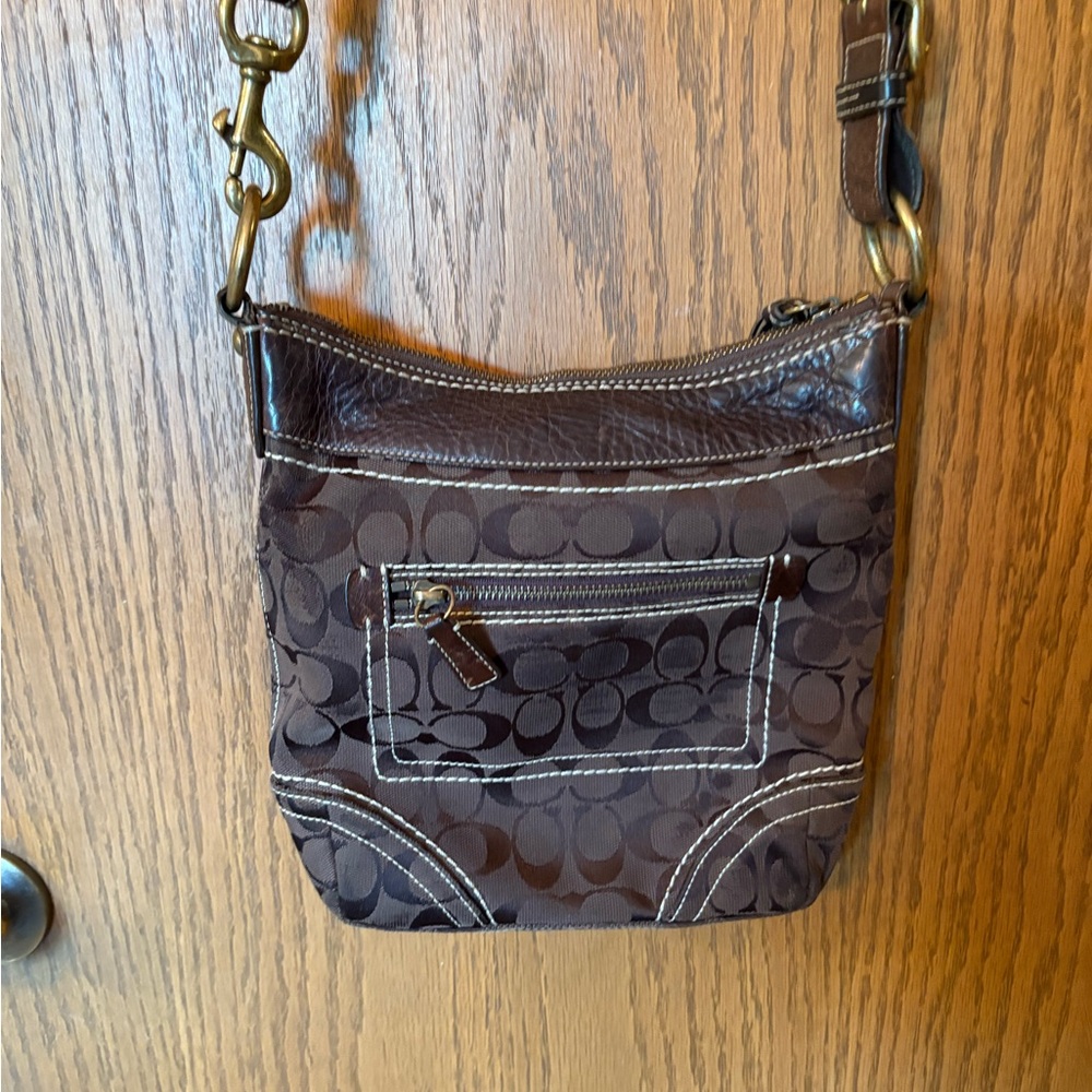 Coach Dark Brown Signature Shoulder Bag